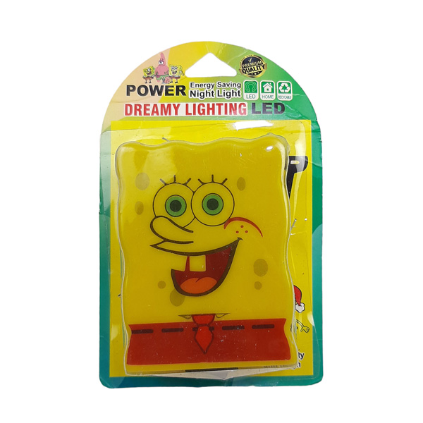 چراغ خواب پاور ( power ) مدل 3 وات طرح باب اسفنجی ( 2 شاخه دار )